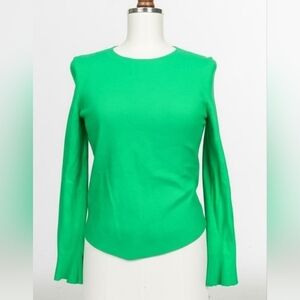 Talbot's Forest Green Lambswool Sweater With Bell Wrist Sleeves